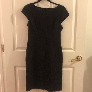 Black floral lace J. Crew mini/midi length dress